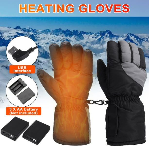 2pcs Winter Heated Gloves USB Warmer Electric Gloves Rechargeable Battery 